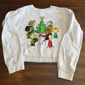 Peanuts Snoopy Christmas Crop Sweatshirt Charlie Brown Tree Holiday Graphic
